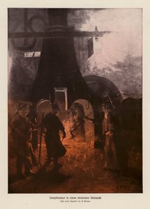 ドイツの圧延工場のスチームハンマー（カラーリトグラフ） 作： Anders Montan