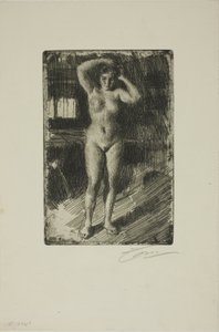 髪を整えるアンナ 作： Anders Leonard Zorn