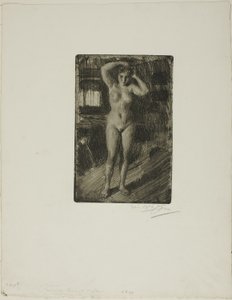 髪を整えるアンナ 作： Anders Leonard Zorn
