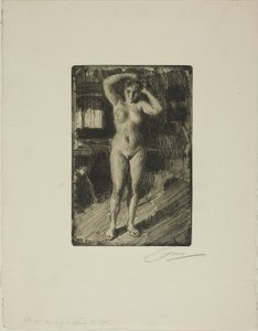 髪を整えるアンナ 作： Anders Leonard Zorn