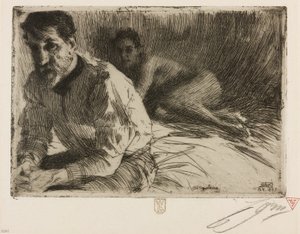 Augustus Saint Gaudens II (Saint Gaudens と彼のモデル) 作： Anders Leonard Zorn