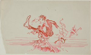 数匹の魚に襲われた男 作： Anders Zorn