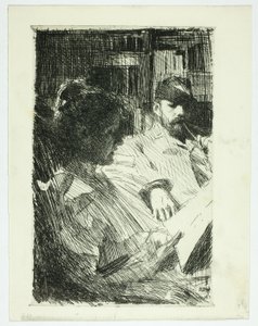 Reading (Mr. and Mrs. Ch. Deering) 作： Anders Leonard Zorn