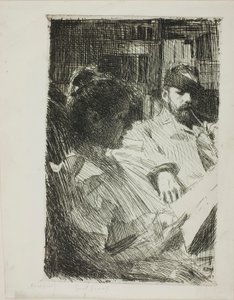 Reading (Mr. and Mrs. Ch. Deering) 作： Anders Zorn