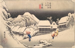 蒲原駅の雪の夜、カリフォルニア州。 1833～34年頃。 1833-34。 作： Ando Hiroshige