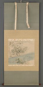 雪の嵐山、江戸時代、19世紀。 作： Ando Hiroshige
