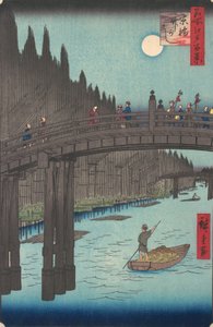 キャピタル ブリッジの竹市場、1857 年、1857 年。 作： Ando Hiroshige