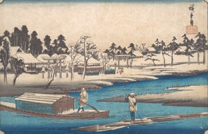 マサキでの雪の後の晴天。 作： Ando Hiroshige