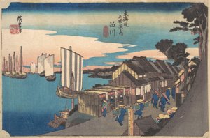 品川の夜明け, ca. 1834年頃。 1834年。 作： Ando Hiroshige