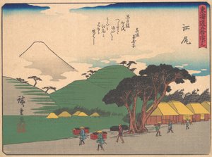 東海道五十三次シリーズの江尻、20世紀初頭。 作： Ando Hiroshige