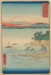 三浦からの富士、相模総州三浦の海城、シリーズ「三十六景」より、1858年。 作： Ando Hiroshige