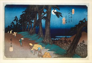 望月の満月、木曽街道69駅、1832年 作： Ando Hiroshige