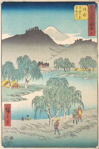 御油、 １８５５。、 １８５５。 作： Ando Hiroshige