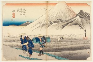 東海道五十三次原、夜明けの富士、東海道五十三次の内 作： Ando Hiroshige