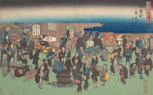 順系 街 夜店 の 図、 か。 １８２８。、 か。 １８２８。 作： Ando Hiroshige