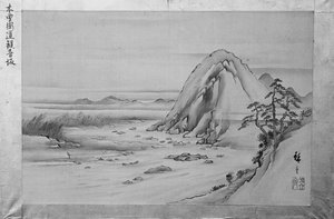 木曽街道の観音坂、19世紀。 作： Ando Hiroshige