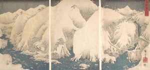 雪の中の木曽峡。 作： Ando Hiroshige