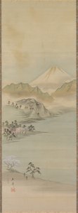 諏訪湖、19世紀。 作： Ando Hiroshige