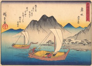 東海道五十三次シリーズの舞坂、20世紀初頭。 作： Ando Hiroshige