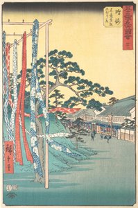 なる見、 名産 有松 絞り 見せ、 ７ｔｈ 門ｔｈ 晴れ イェアｒ １８５５。、 ７ｔｈ 門ｔｈ 晴れ イェアｒ １８５５。 作： Ando Hiroshige