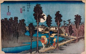 沼津、ひくれ、黄昏、1831-1834、1930。 作： Ando Hiroshige