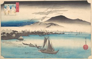 堅田で雁を返す K. 1832年、K. 1832年。 作： Ando Hiroshige