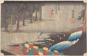 『東海道五十三次』より土山の春雨、1834-35., 1834-35. 作： Ando Hiroshige