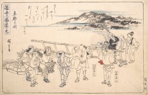 京都の通り 1840年頃。 1840年。 作： Ando Hiroshige