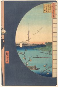 須崎 編ーより 水神 の 盛り、 内川、 １８５７。、 １８５７。 作： Ando Hiroshige