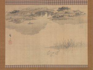 末地山の麓にある今戸橋、19世紀。 作： Ando Hiroshige