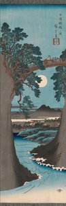 The Monkey Bridge in Kai Province Koyo Saruhashi no zu, ca. 1841-42.  作： Ando Hiroshige
