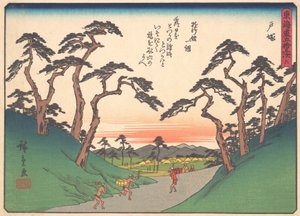 東海道五十三次シリーズの戸塚、20世紀初頭。 作： Ando Hiroshige