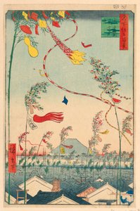 江戸百景シリーズより 七夕まつりで栄えた町 作： Ando Hiroshige