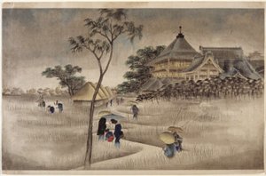 (下に小屋のある大きな建物) (17.218と同じ) 作： Ando or Utagawa Hiroshige