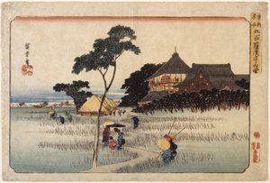 (Suuri rakennus W/mökit alla) 作： Ando or Utagawa Hiroshige