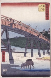 #39 岡崎 「東京から京都へ向かう国道、東海道の眺め」より（カラー木版画） 作： Ando or Utagawa Hiroshige
