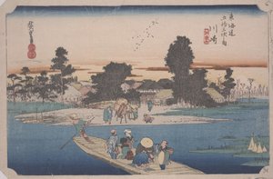六郷川の渡し舟 作： Ando or Utagawa Hiroshige