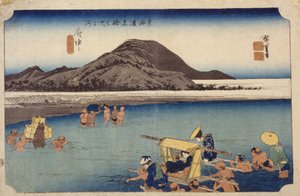 阿部川はふちで?, #20 (木版画) 作： Ando or Utagawa Hiroshige