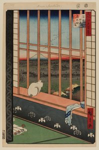 浅草の田んぼと鳥の町祭り 作： Ando or Utagawa Hiroshige