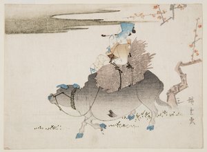 牛飼いと牛（カラー木版画 作： Ando or Utagawa Hiroshige