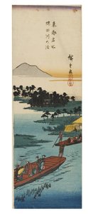 シリーズ東都の有名な景色からの隅田川での交差点、1837-1838年頃（紙に木版画） 作： Ando or Utagawa Hiroshige