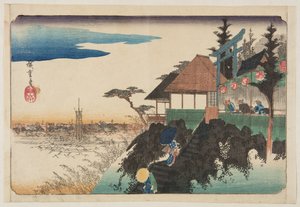 神田明神の東坂（神田明神東坂）（カラー木版画 作： Ando or Utagawa Hiroshige