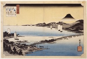瀬田夕焼け（色木版画） 作： Ando or Utagawa Hiroshige