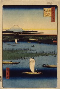 ミツマタの別れの水路（色木版画） 作： Ando or Utagawa Hiroshige