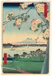 隅田川の水神社と正樹の森、1856年、8ヶ月 作： Ando or Utagawa Hiroshige