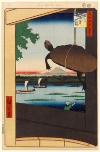 万年橋、深川、1856年（版画） 作： Ando or Utagawa Hiroshige