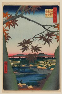 ママのもみじ、手児奈神社、連結橋 作： Ando or Utagawa Hiroshige