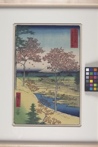 東都目黒の黄昏の丘 (T?to: 目黒八日丘) (カラー木版画)