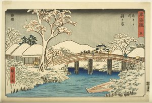 第5番、保土ヶ谷。帷子川と帷子ブリゲ（保土ヶ谷・帷子川・帷子橋）（カラー木版画 作： Ando or Utagawa Hiroshige