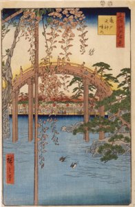 亀戸天神社境内（錦絵） 作： Ando or Utagawa Hiroshige